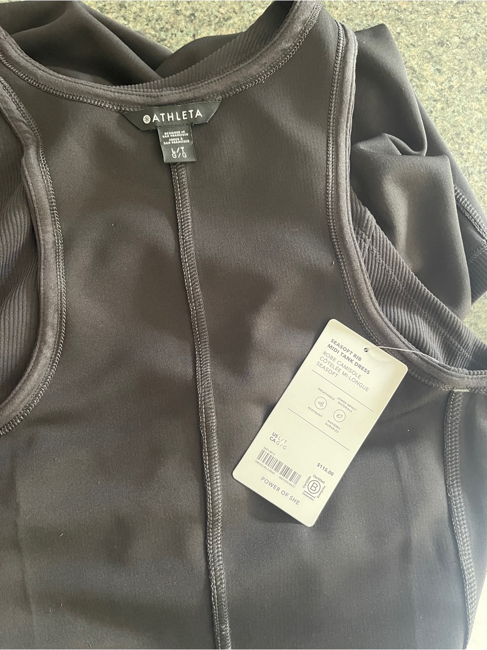 Athleta SeaSoft Midi Dress in Navy - sz L tall  - NWT - Picture 9 of 12
